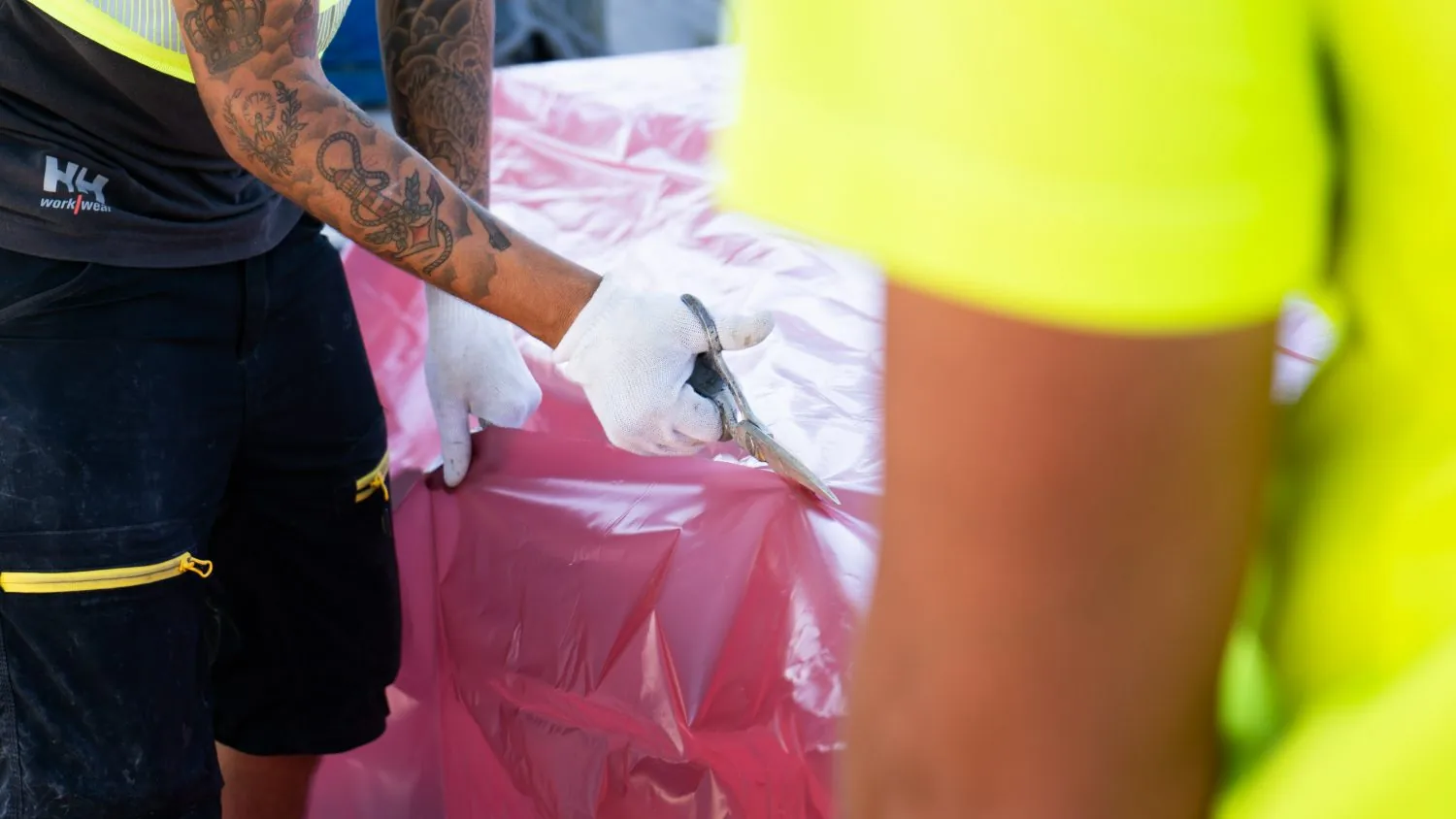 Preparazione e fasciatura del blocco con telo tecnico